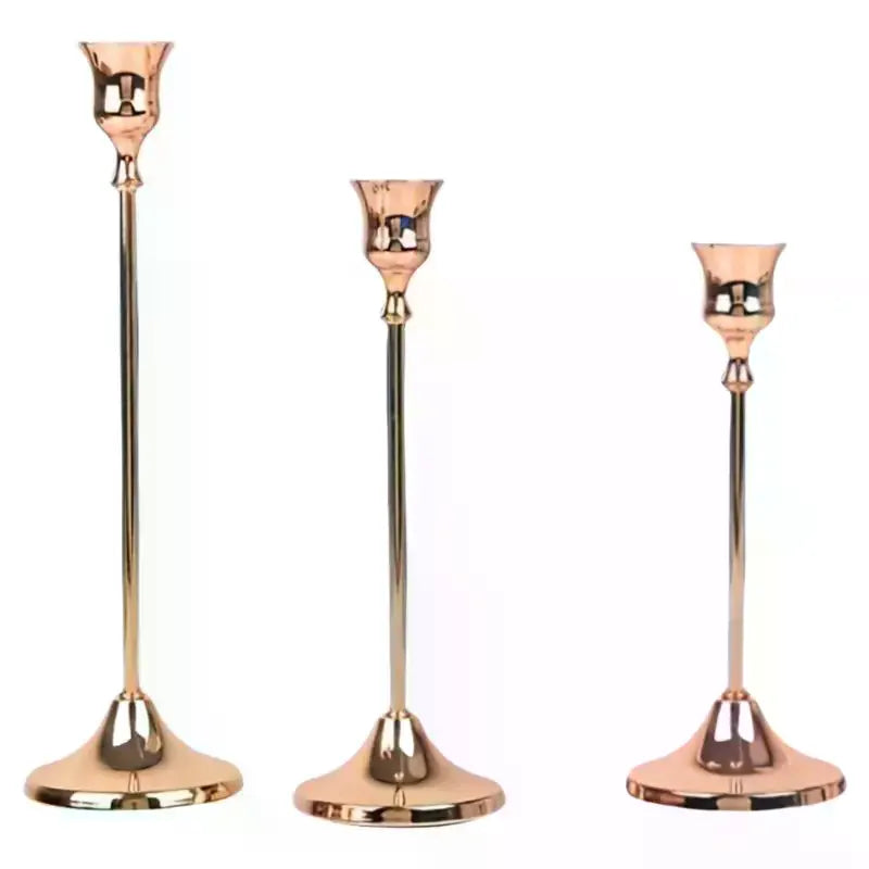 Vintage Elegant Metal And Aluminum Set Of 3 Tabletop Candle Holders, Suitable For Wedding Anniversary, Home And Hotel Decoration Qme