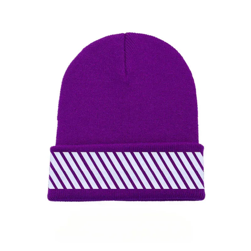 New Knitted Fluorescent Cute Autumn Winter Bonnet for Women Girls Ladies Casual Warmer Caps Qme Deep purple