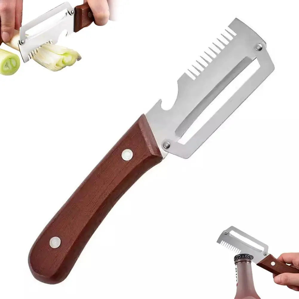 Vegetable Peeler Stainless Steel Wooden Handle Multifunctional Qme Coffee