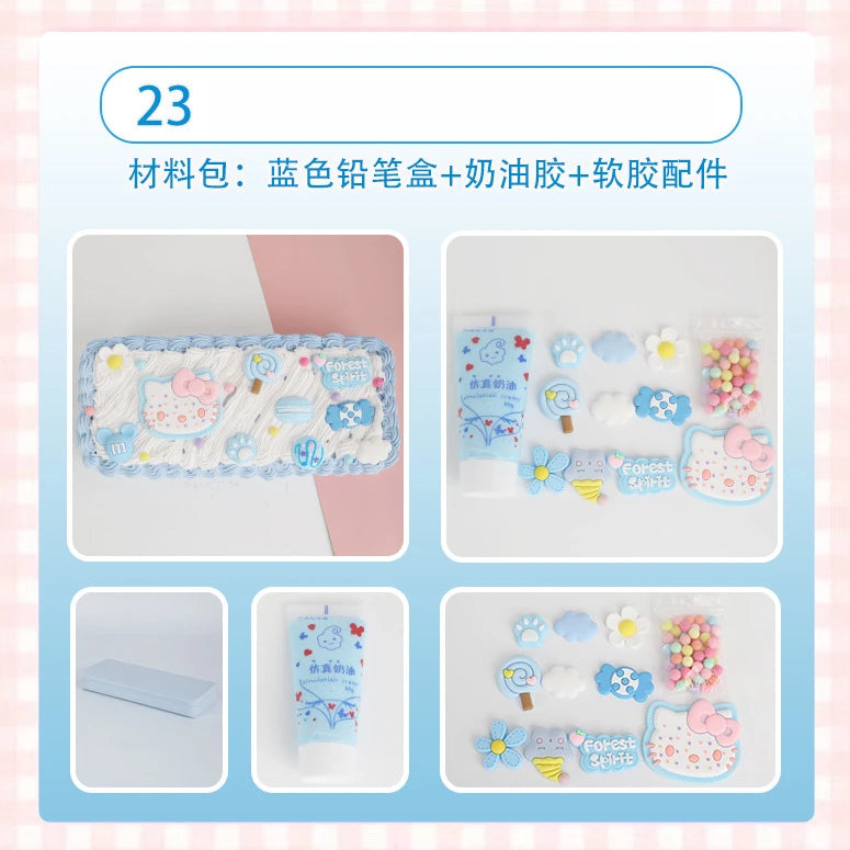 Hello Kitty DIY Pencil Case Student Craft Cream Glue Creative Qme 22