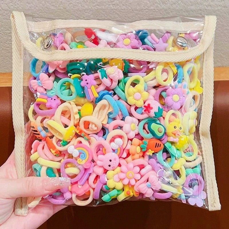 Hair band rubber band children tie hair rope baby girl does not hurt hair rope little girl rubber band Qme 30 mixed colors Size fits all