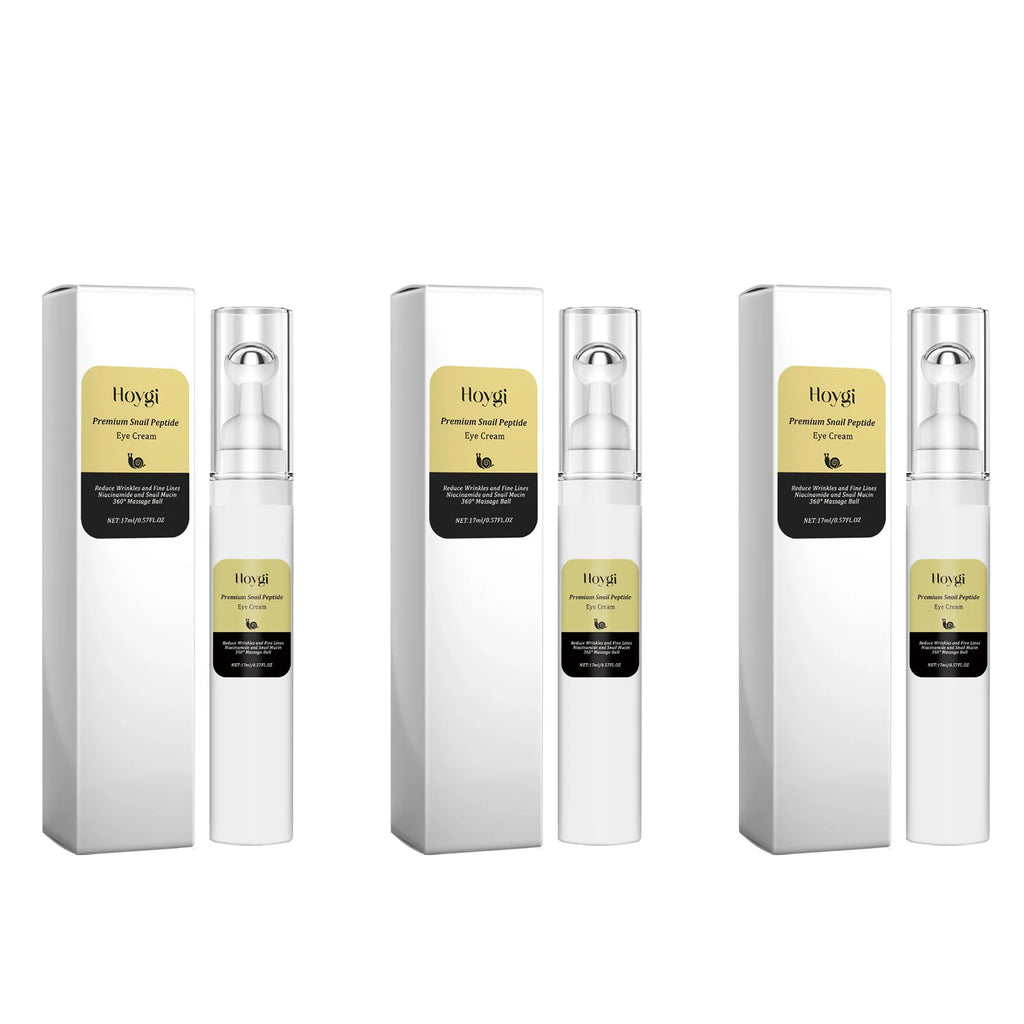 Snail Peptide Eye Cream Remove Eye Bag Anti-Puffiness Fade Dark Circle Firming Skin Roller Massage Nourishing Care Eye Cream Qme 3 x 17ml Boxed