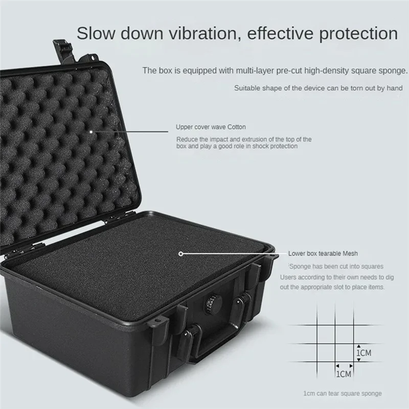 A02F-Portable Suitcase Thicken Plastic Hard Case Equipment Hardware Toolbox Large-Capacity Instrument Box With Sponge Qme