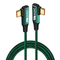 240W 90 Degree Type-C Data Cord PD High-Speed Data Line USB C Fast Charging Cable for Mobile Phone iPhone Samsung Xiaomi Huawei Qme green 3m