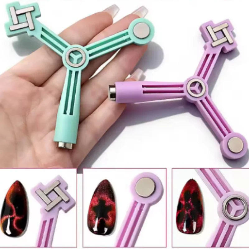 4 IN 1 Triangle Cat Eye Magnet Stick Strong Magnetic Nail Art Tool for Gel Polish Beginner Friendly Nail Design Qme