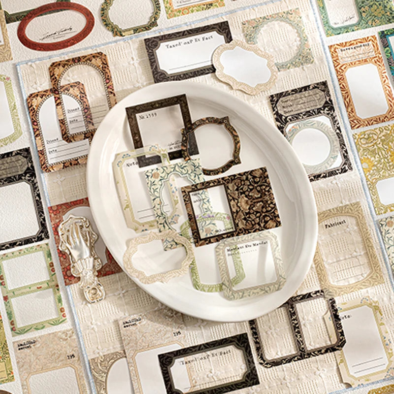 Special Shaped Border Sticker Pack,Vintage DIY Craft Supplies for Photo Frame Decor,Aesthetic Decorative Stickers Qme