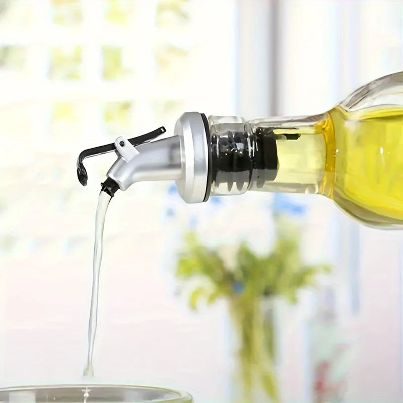 1pc Leak-Proof Silvery Oil Pourer Cap - Easy-Pour Spout, Durable ABS, Multi-Use for Soy Sauce, Vinegar & Cooking Oils - Space Qme