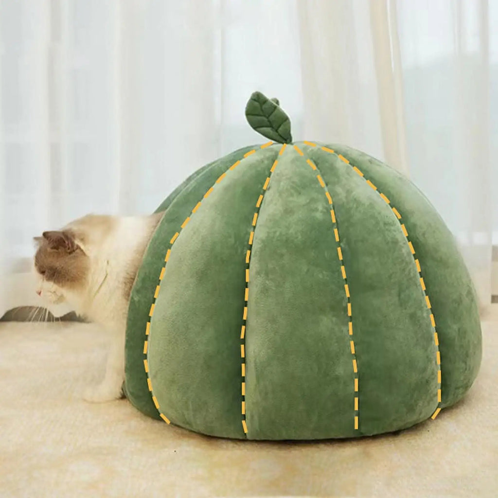 Cat Beds For Indoor Cats Pumpkin Cat House Enclosed Cat Bed Cat Cave Thickened Halloween Pet Bed Cat Hideaway For Kittens Small Qme