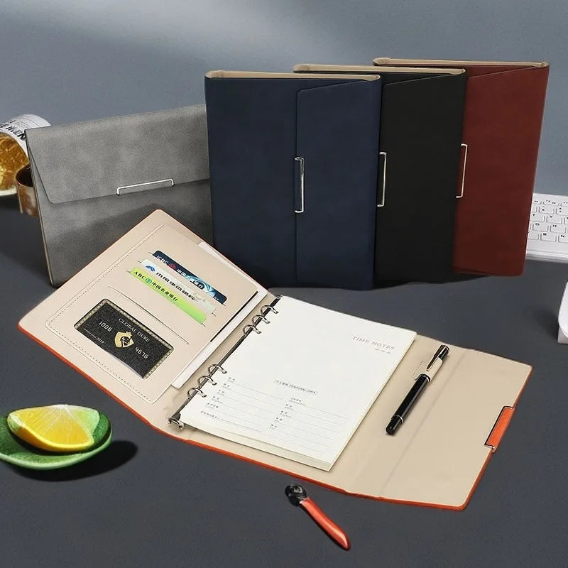 A5 6-Ring Binder Lined Paper Multifunctional Storage Pocket Cards Qme