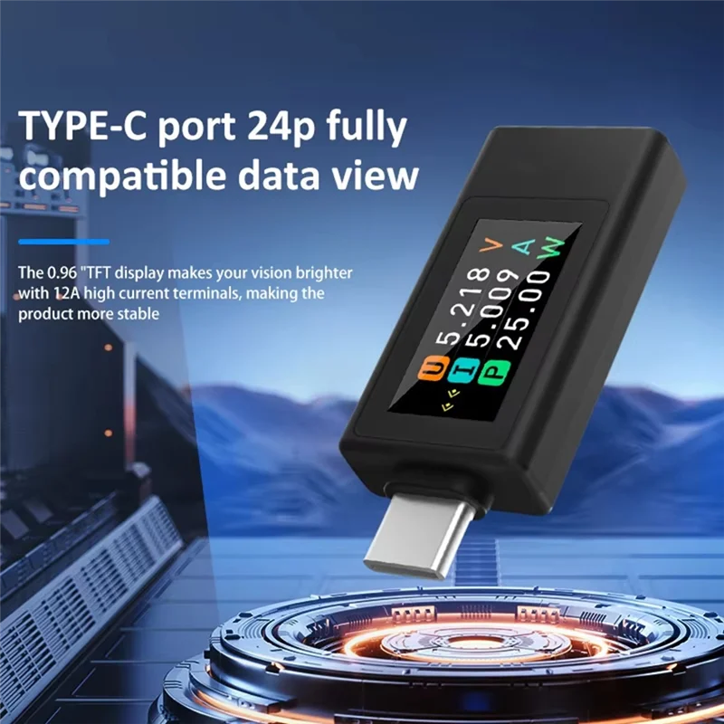 A02F-KWS-1902L USB Type-C Multi-Function Tester 4-30V Maximum 12A Power Meter Voltage Ammeter Storage Function Qme