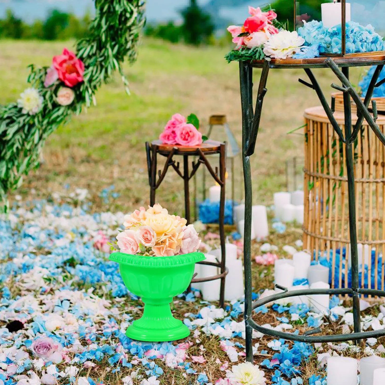 2Pcs Roman Flower Pot European Vintage Relief Planter for Wedding Home Decor Garden Flower Vase Creative Indoor Outdoor Qme Default Title
