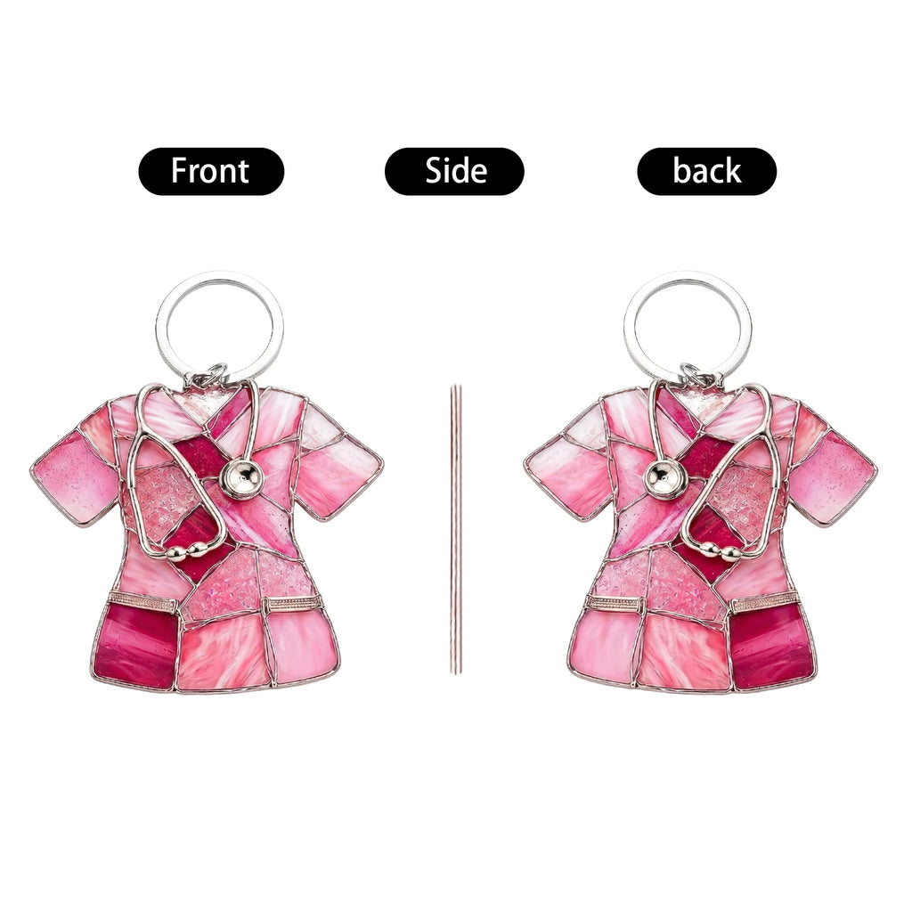 New 2D Flat Acrylic Nurse Uniform Pendant Car Keychain Tag Pendant Worker Creative Keychain Gift for Nurses Doctors Qme