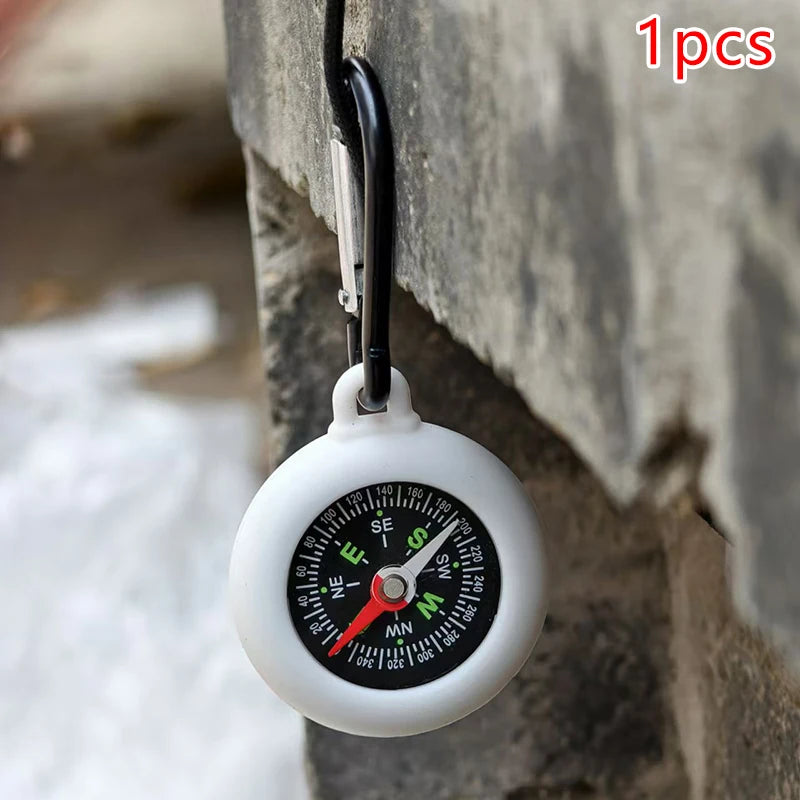 1 Bushcraft Compass Carabiner Hook Life Silicone Camping Pocket Qme 1pcs White