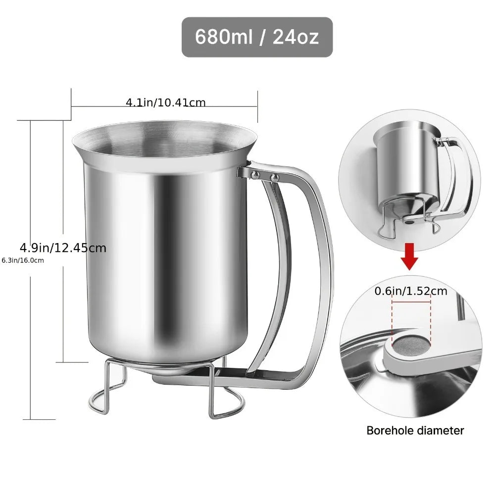 Stainless Steel Batter Dispenser Reusable Food Grade Pancakes Waffles Qme