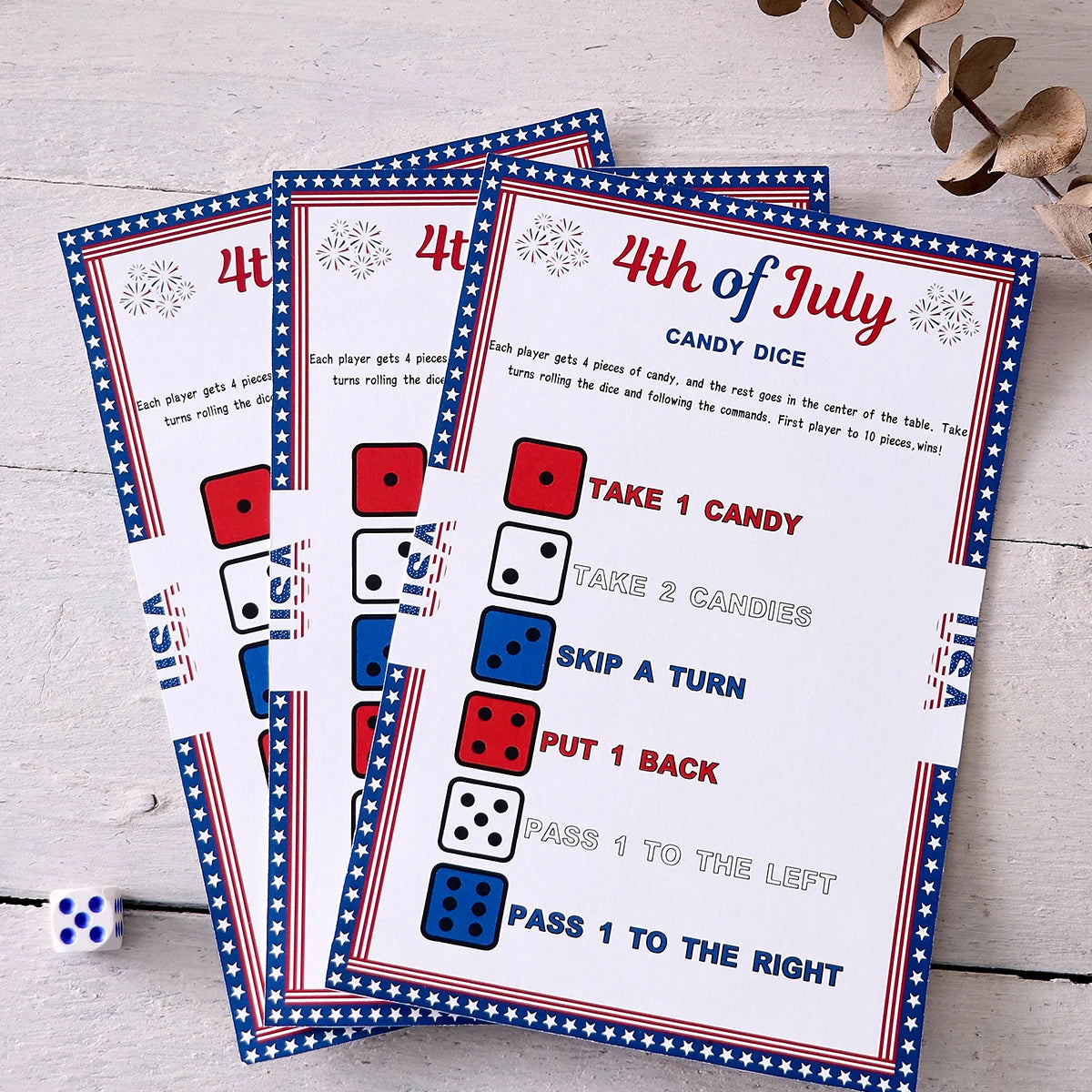 5–50Pcs Independence Day Star-Bordered Dice-Themed Game Cards—Creative Independence Day Gifts, Board Games, and Party Supplies Qme