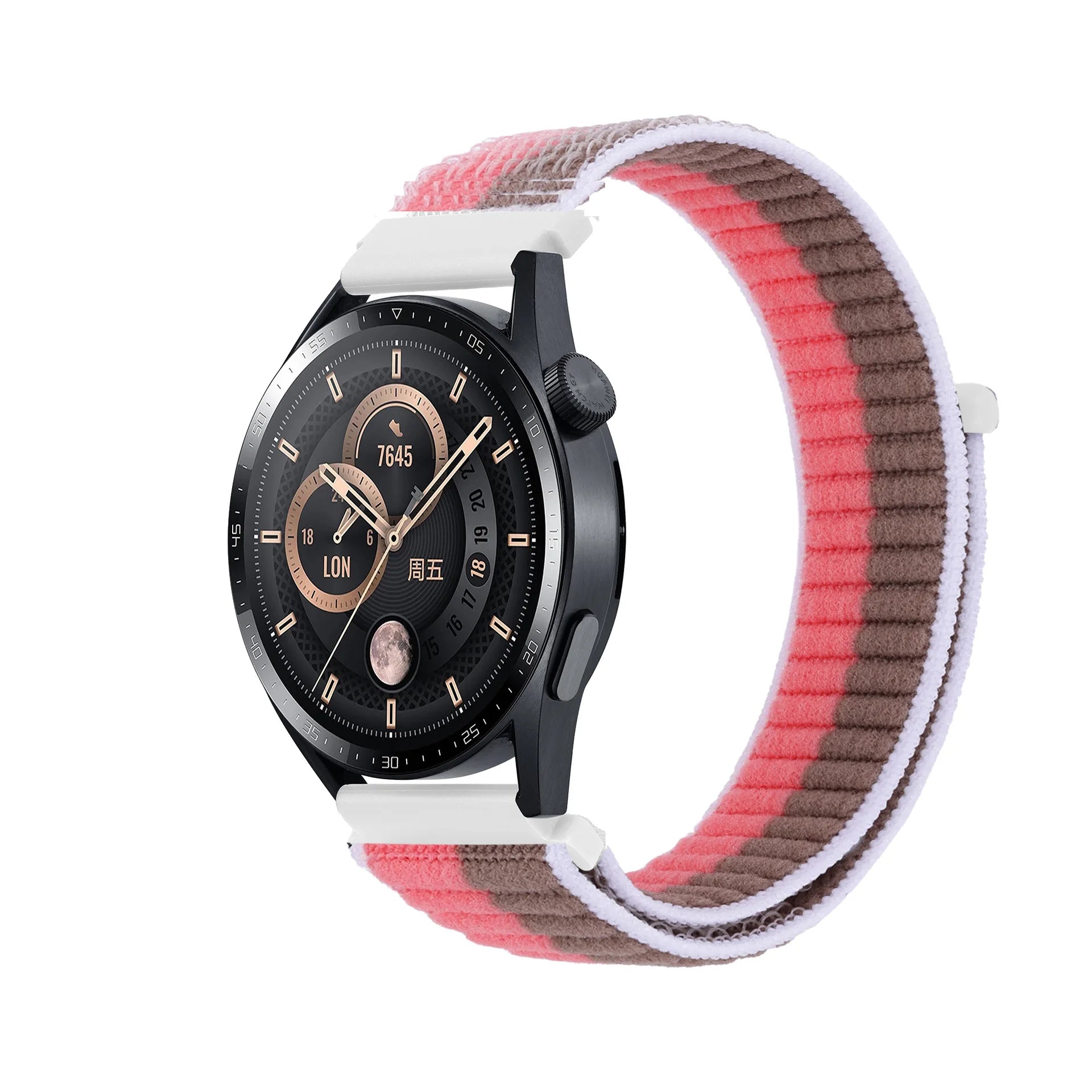 A The new Velcro breathable Unisex Replacement unisex nylon strap For Samsung Garmin and Huawei watches Qme pink PW 22mm