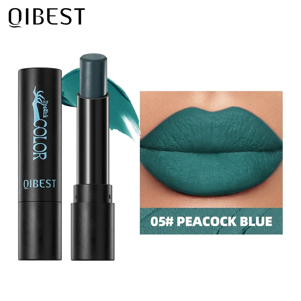 QIBEST 8 Colors Matte Lipstick Waterproof Velvet Sexy Red Lip Stain Popular Black Red Orange White Color Lasting Lipstick Makeup Qme 05