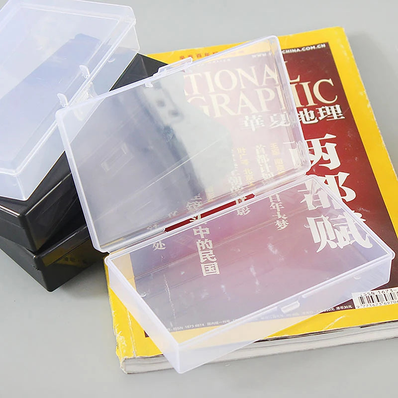 Transparent Storage Container Desktop Box Plastic Snap Organizer Qme