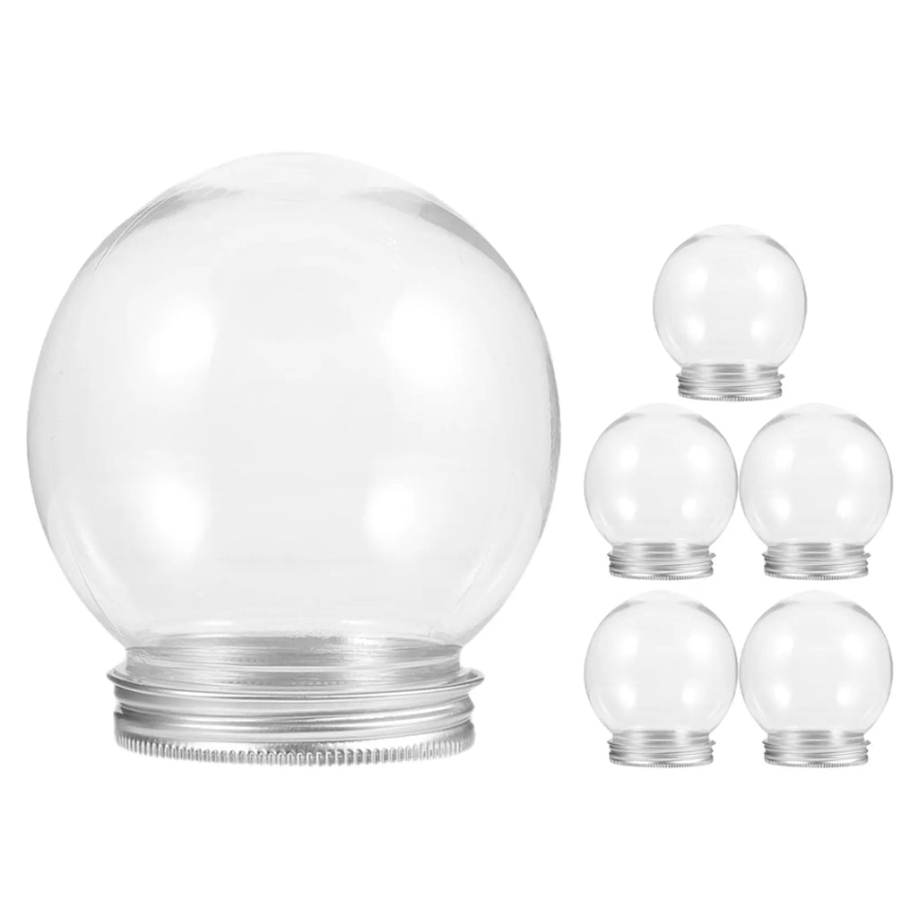 6Pcs Empty Plastic Water Globes Clear DIY Snow Globe Ornaments for Crafts Making Holiday Decor Creative DIY Supplies Gift Qme