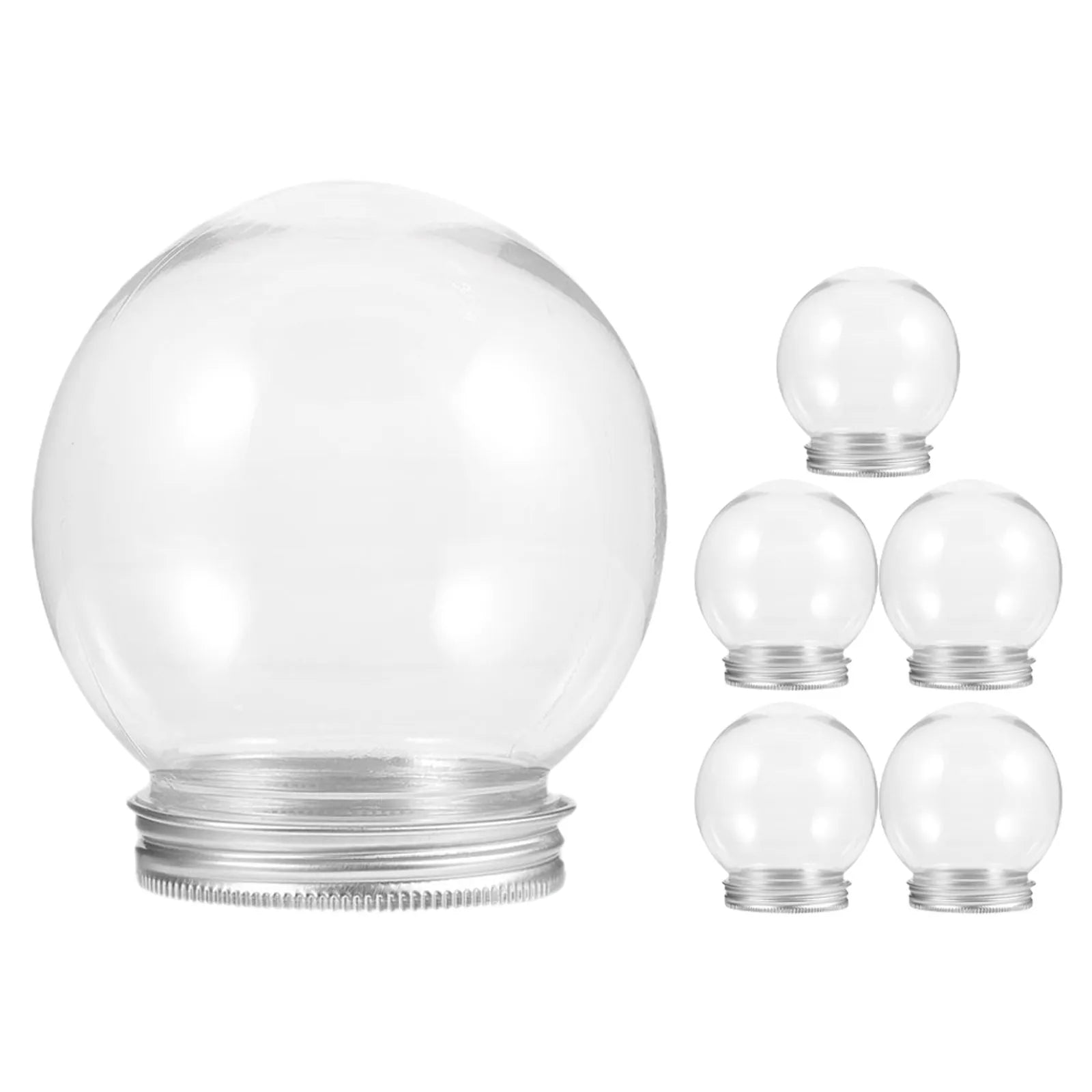 6Pcs Empty Plastic Water Globes Clear DIY Snow Globe Ornaments for Crafts Making Holiday Decor Creative DIY Supplies Gift Qme