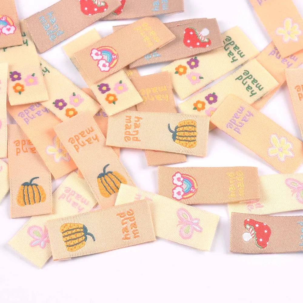 50Pcs Lovely Mushroom/Banana/Flower Embroidery Cloth Labels For Sewing Supplies Garment DIY Bags Hats Accessories Handmade Tags Qme
