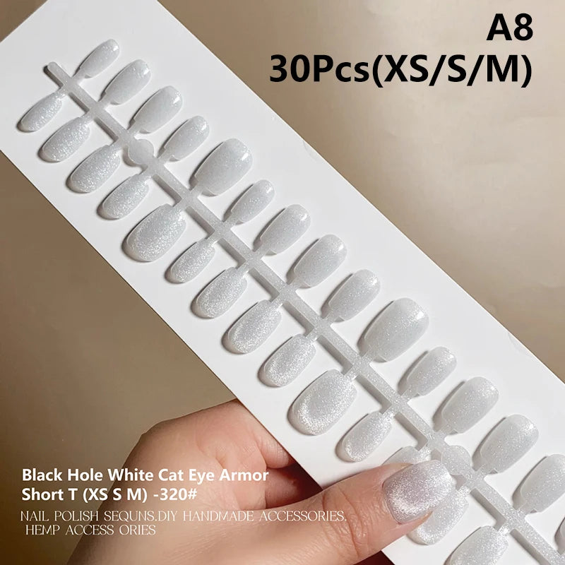 Cat Magnetic Press Nail Pretty Fake Nails Detachable Full Tips Qme A8