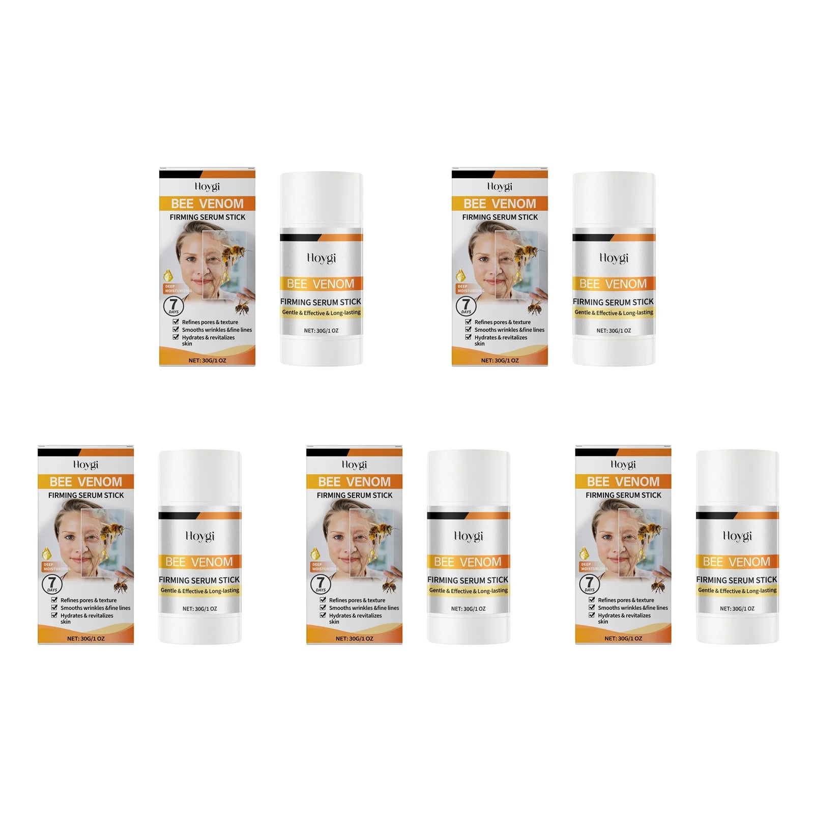 Bee Venom Firming Serum Stick Nourishing Lifting Fade Fine Lines Increase Elasticity Brightening Moisturizing Essence Face Care Qme 5 x 30g Boxed