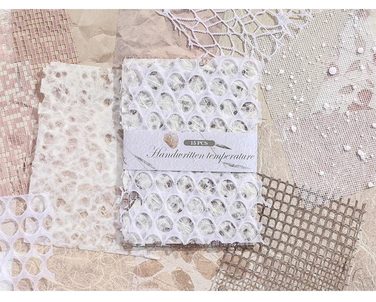 15 pcs Vintage Mixed Materials Lace paper Decor Scrapbook Materials DIY Photo Album Collage Journal Creative Stationery Supplies Qme D