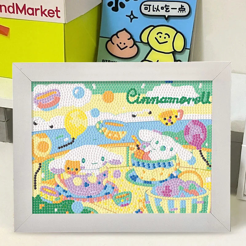 Hello Kitty Kuromi Diamond Painting DIY Craft Kit with Frame Cartoon Diamond Painting for Students Diamond Painting Gift Qme 7