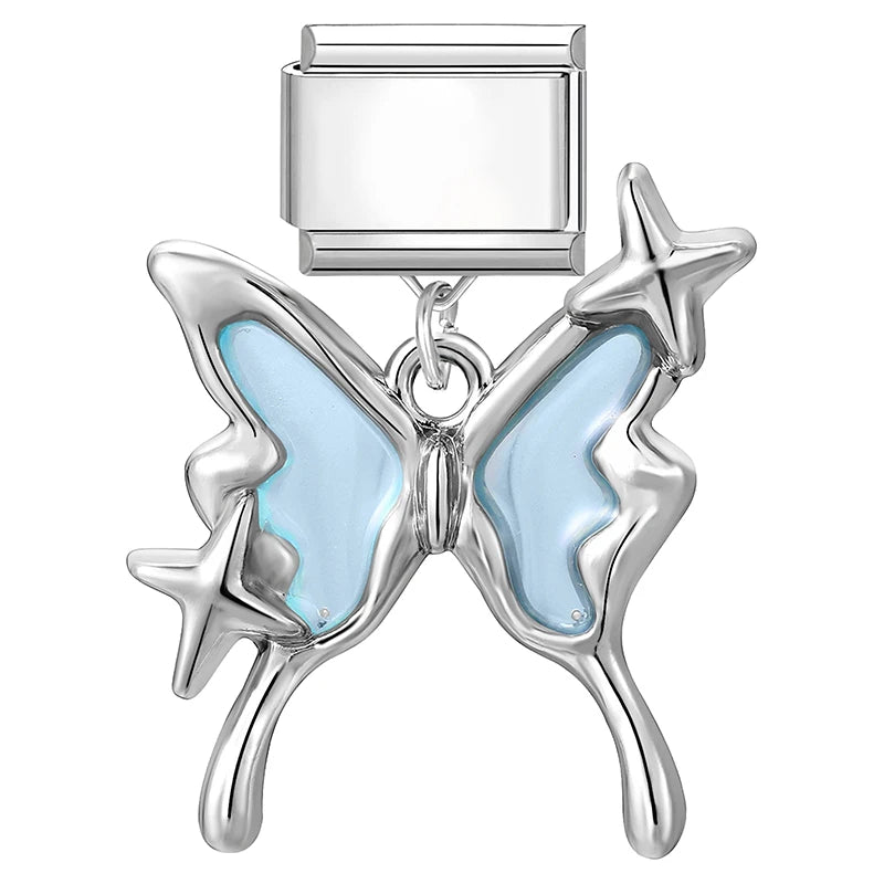 Fashion Starfish Shell Whale Pendant Series Women Men Charm Link Fit 9mm Stainless Steel Italian Bracelet Making DIY Jewelrys Qme Style 14....
