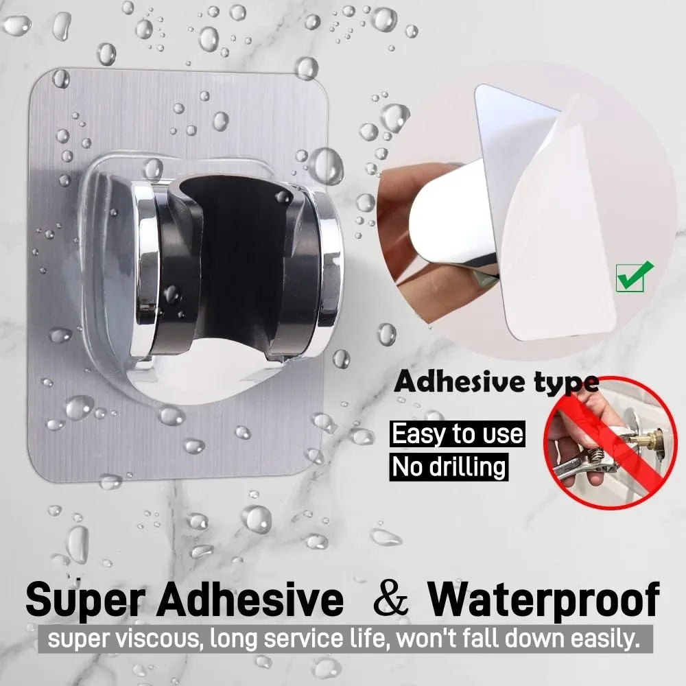 1PCS Universal Shower Head Bracket Self-adhesive Wall Mounted Adjustable Bathroom Shower Head Fixed Bracket Bathroom Accessories Qme