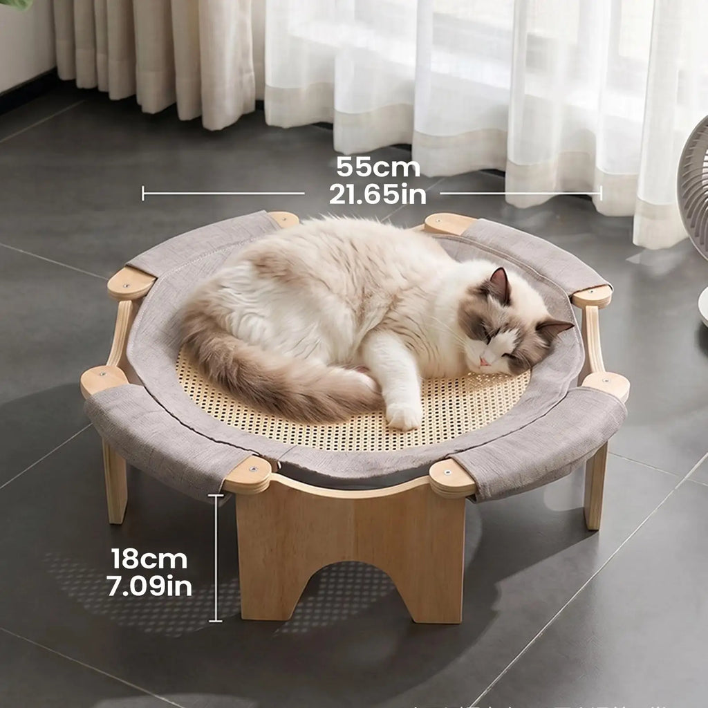 Elevated Cat Bed Wooden Stand Cooling Damp-Proof Indoor Pet Supplies Cat Hammock Stand Sleeping Bed For Small Medium Kitten Qme