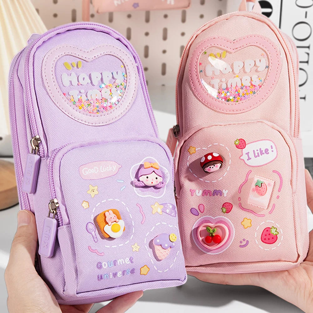 High Appearance Level Large-capacity Schoolbag And Pen Case Primary School Stationery Bag And Box Multi-functional Pen Case Qme