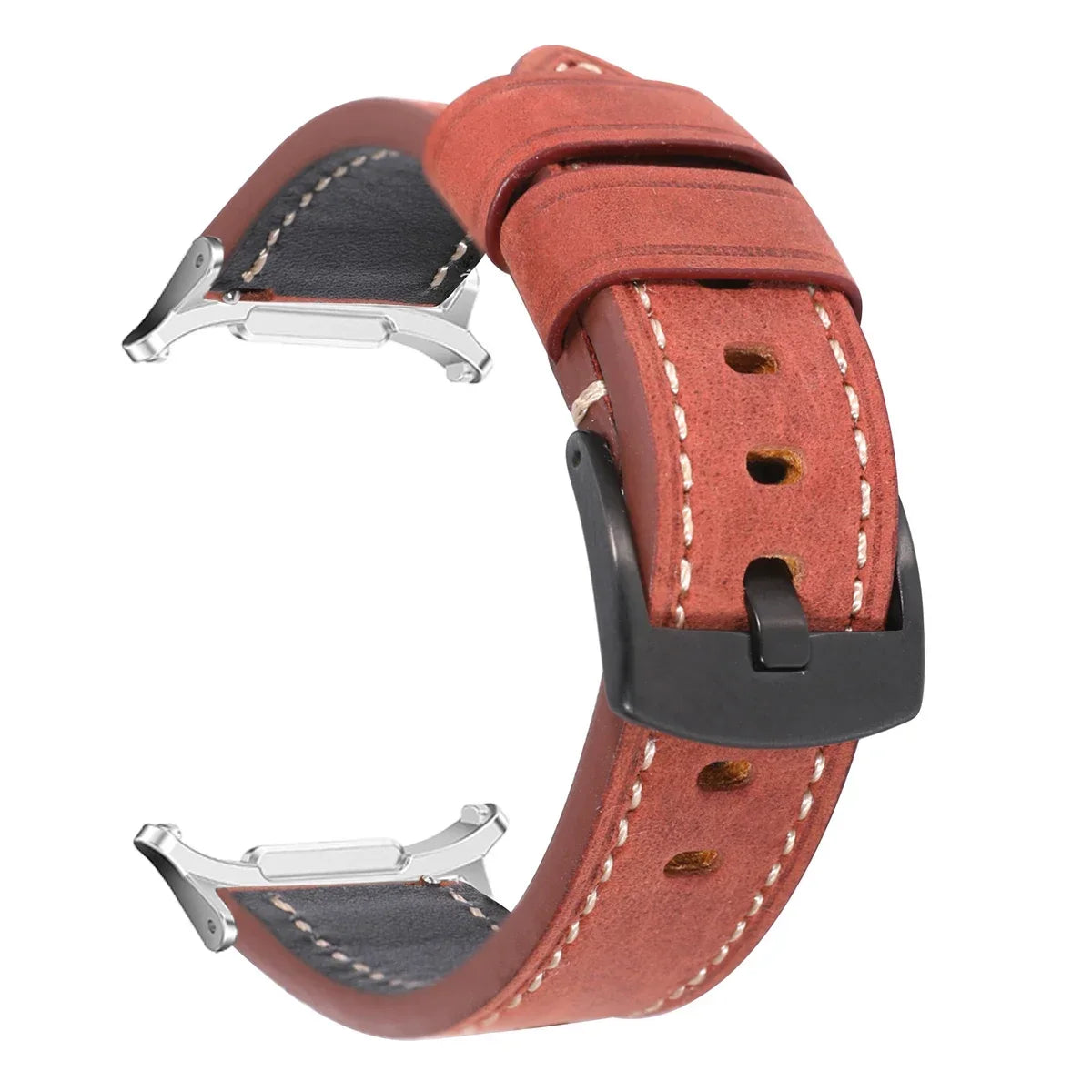 Leather Strap for Samsung Galaxy Watch 7 Ultra 47mm Quick Release Bracelet Wristband for Galaxy Watch Ultra Watchband 22mm Band Qme red silver Galaxy 7 Ultra 47mm