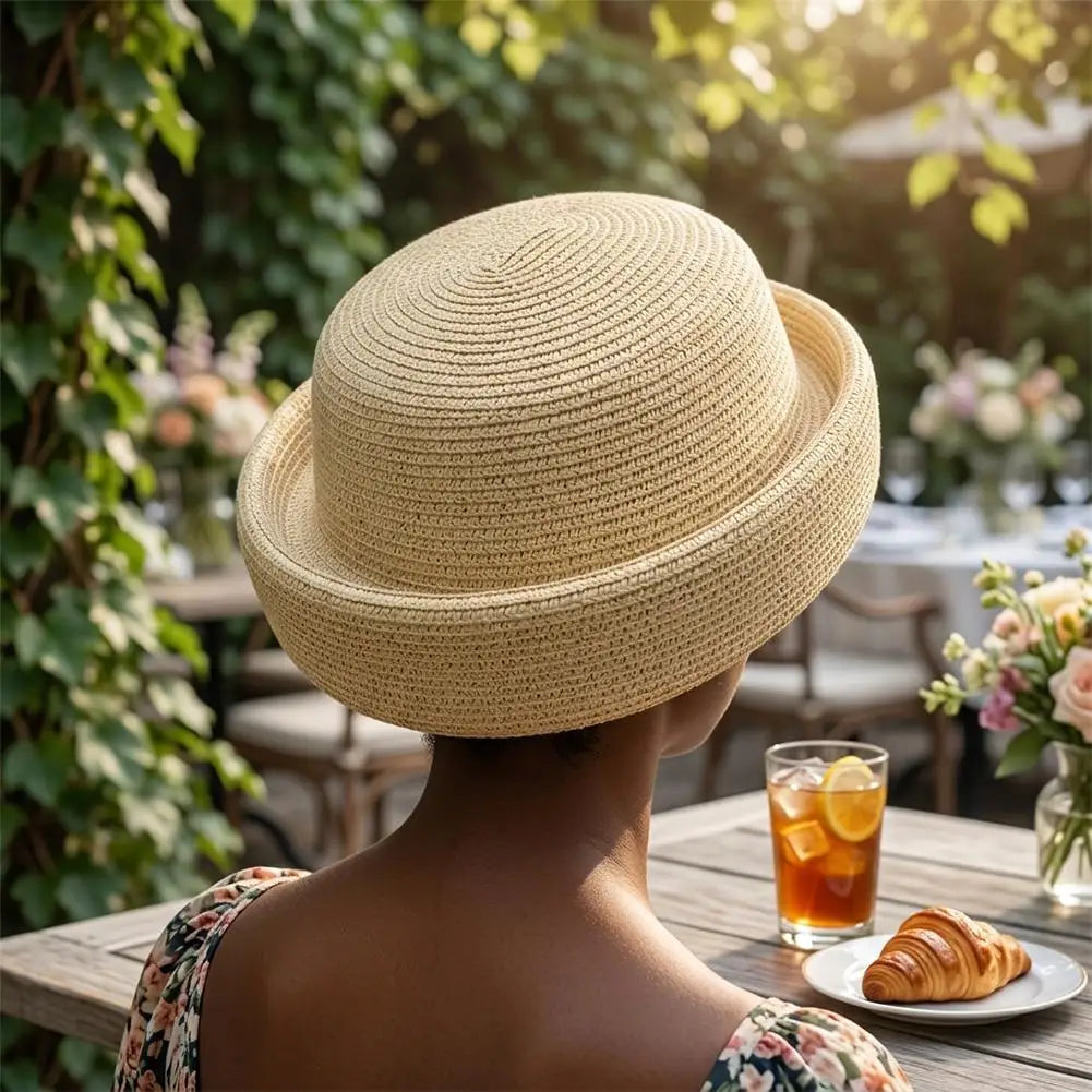 Round Raffia Straw Hats Women's Hat Summer Sunscreen Outdoor Qme