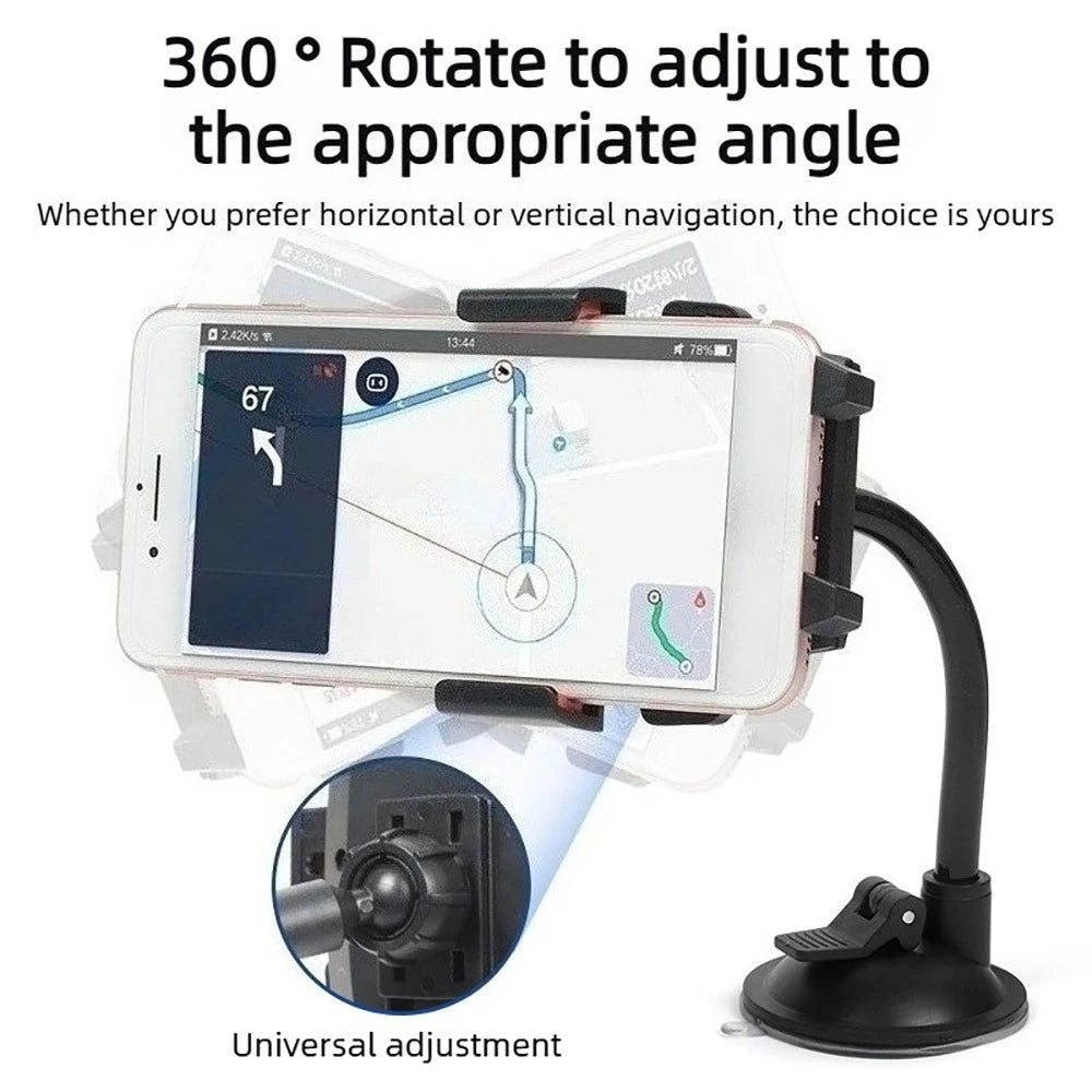 1Pc 360 Degree Universal Rotation Sucker Flexible Long Arm Car Mount Mobile Phone Car Holder Windshield Phone Bracket Car Holder Qme
