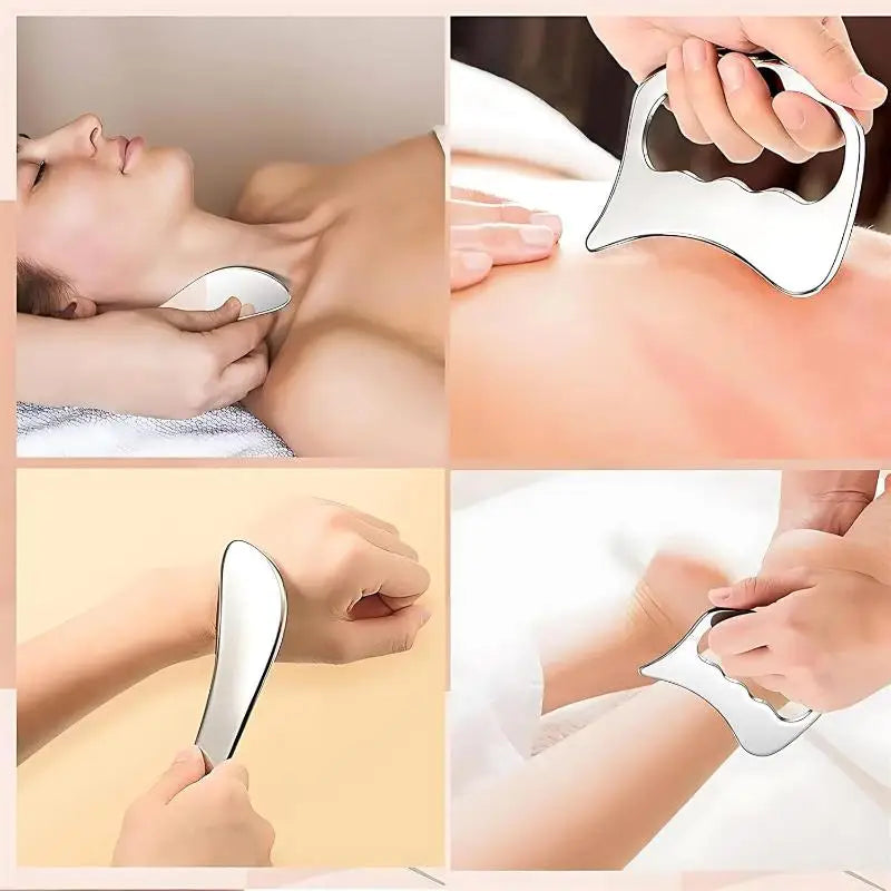 Stainless Steel Gua Sha Massage Tool Ergonomic Scraping Massager Post Qme