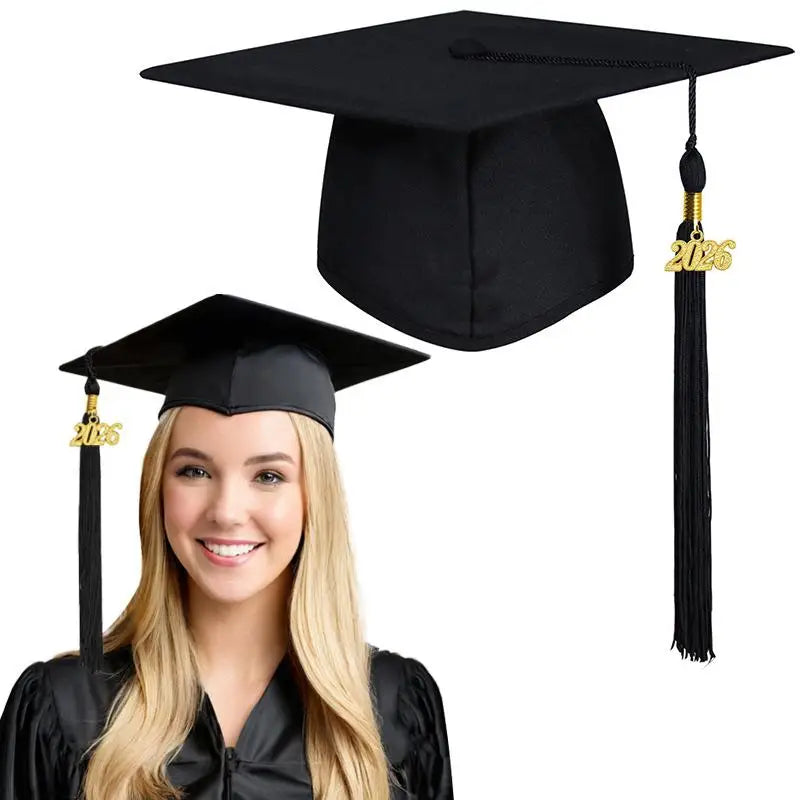 2026 Graduation Cap Headwear With Tassel For High School & Bachelor Degree Cap Unisex Graduation Dress Ceremony Hat Master Qme