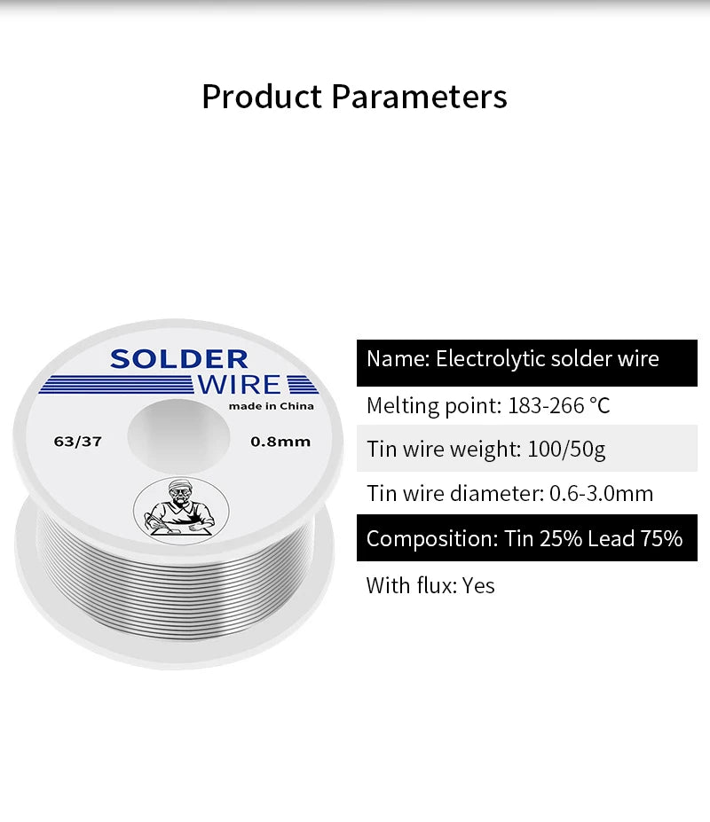 0 6 8 1 2 Solder Wire Tin Roll Clean Rosin Welding Core Soldering Qme