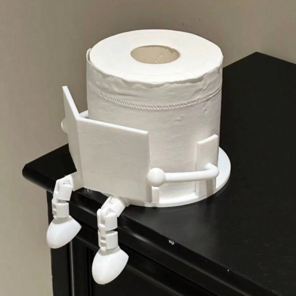 Creative Toilet Paper Holder Stand Fun Sitting Posture Design Qme WHITE