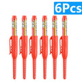 6Pcs 45mm Waterproof Long Head Nib Deep Hole Markers Pen Tile Carpenter Pen Multi-purpose for Woodworking Black/Blue/Red Ink Qme 6pcs Red