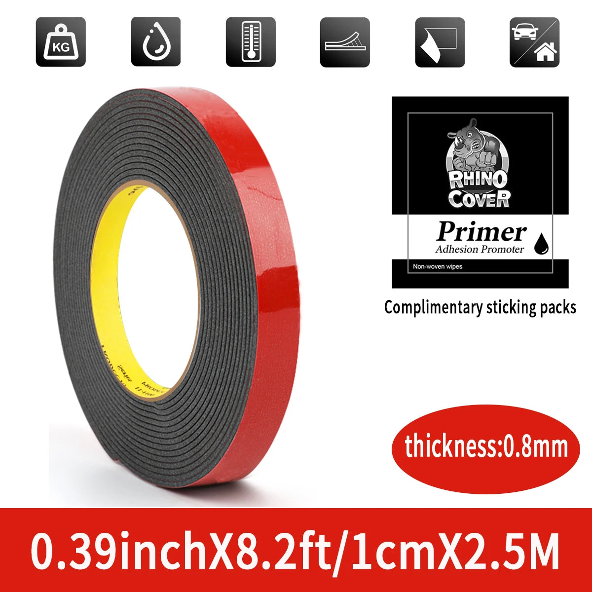 Strong Double Sided Adhesive Tape With High Viscosity For Automotive Use High Temperature Resistant Fixed Adhesive Patch Qme 1cmX2.5m