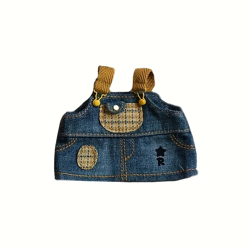 17cm Labubu Baby Dress Cowboy Strap Skirt, Strap Skirt for Changing into Trendy Clothes (Clothes Only, No Accessories or Dolls) Qme Navy Blue