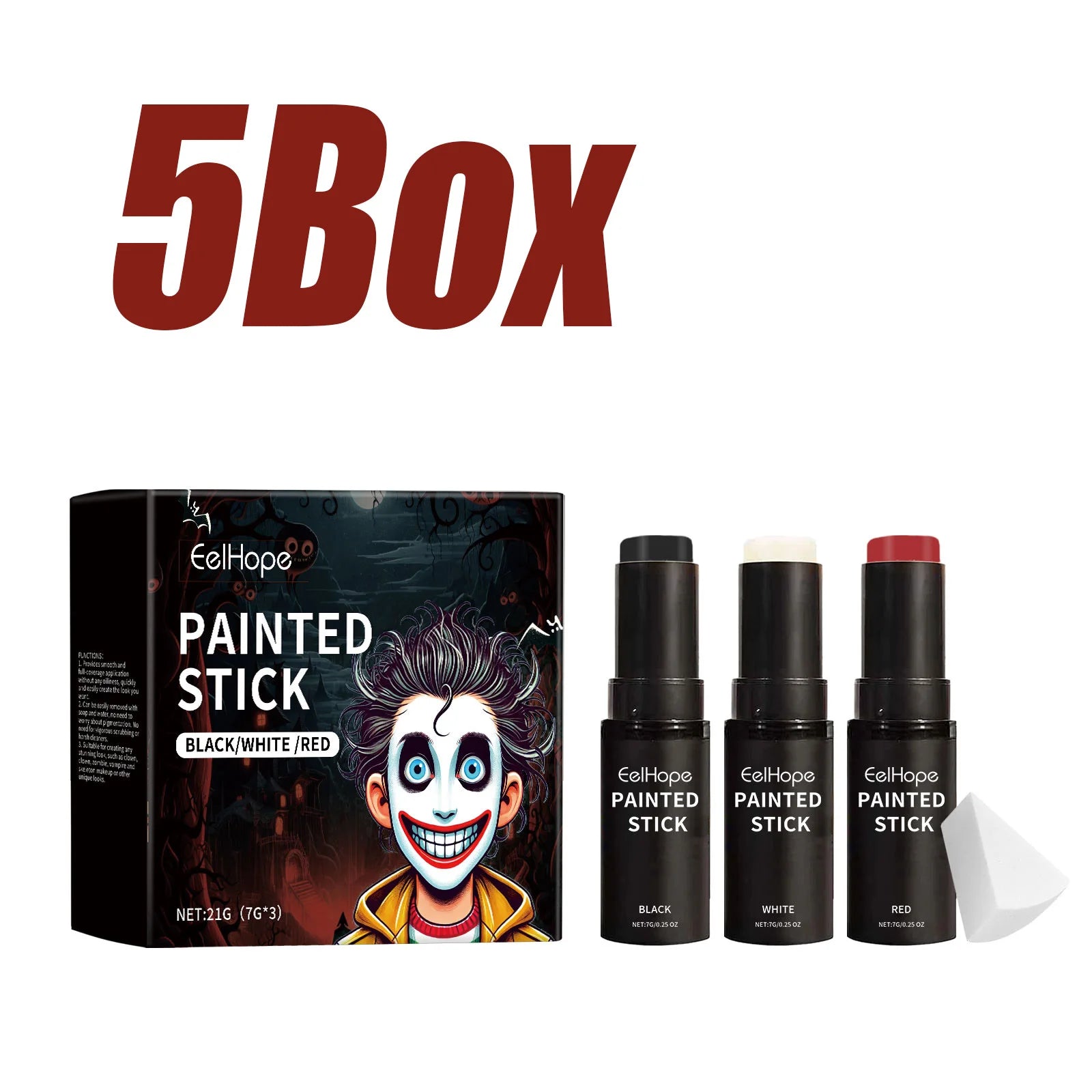Body Paint Set Black White Red Face Painting Crayons Cosplay Clown Zombie Vampire Makeup Full Coverage Easy Remove Party Kit Qme 5 Box