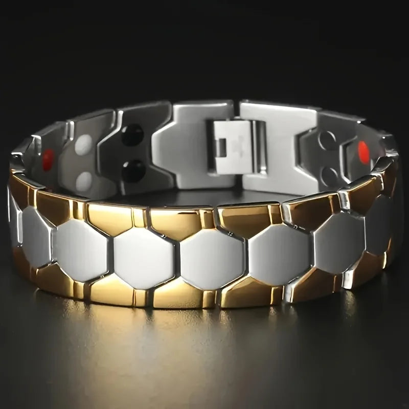 Men's Magnetic Bracelet, Stainless Steel Men's Bracelet, Men's Jewelry Gift Bracelet with Adjustable Size Qme
