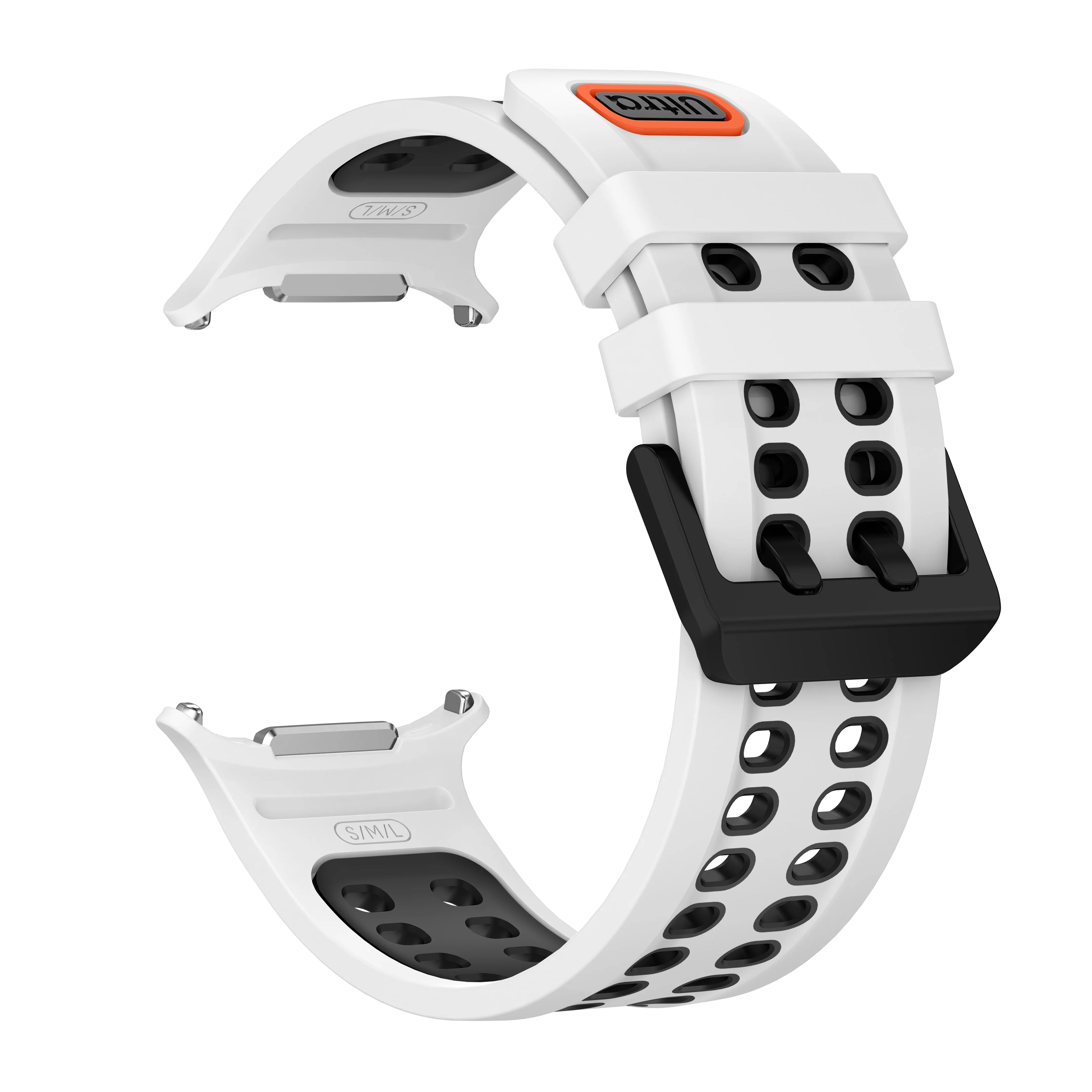 Silicone Band for Samsung Galaxy Ultra/Ultra 2 47mm Sport Breathable WristStrap for Galaxy Watch Ultra2026 Watchband Accessories Qme White Black-B Galaxy watch Ultra