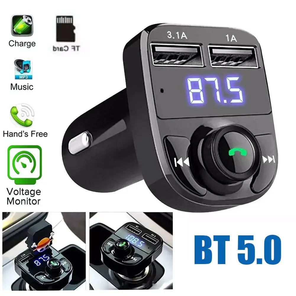 NEW Car Charger FM Transmitter Bluetooth Audio Dual USB Car MP3 Player autoradio Handsfree Charger 3.1A Car Accessories Qme