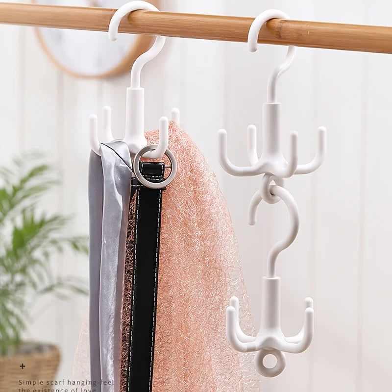 360° Rotating 4-Claw Hanger Hooks, Multifunctional Wardrobe Organizer,Space-Saving Hanging Holder for Scarves, Belts, Bags, Hats Qme