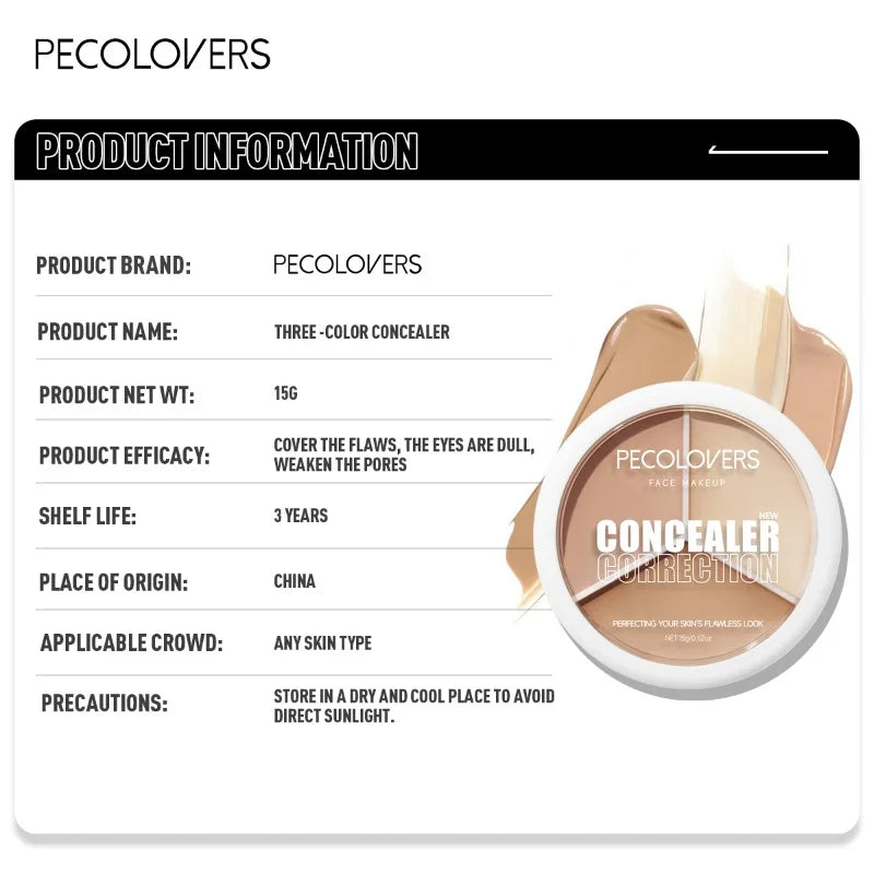 Three-color Concealer Cover Blemishes Tattoo Waterproof Sweat-proof Qme