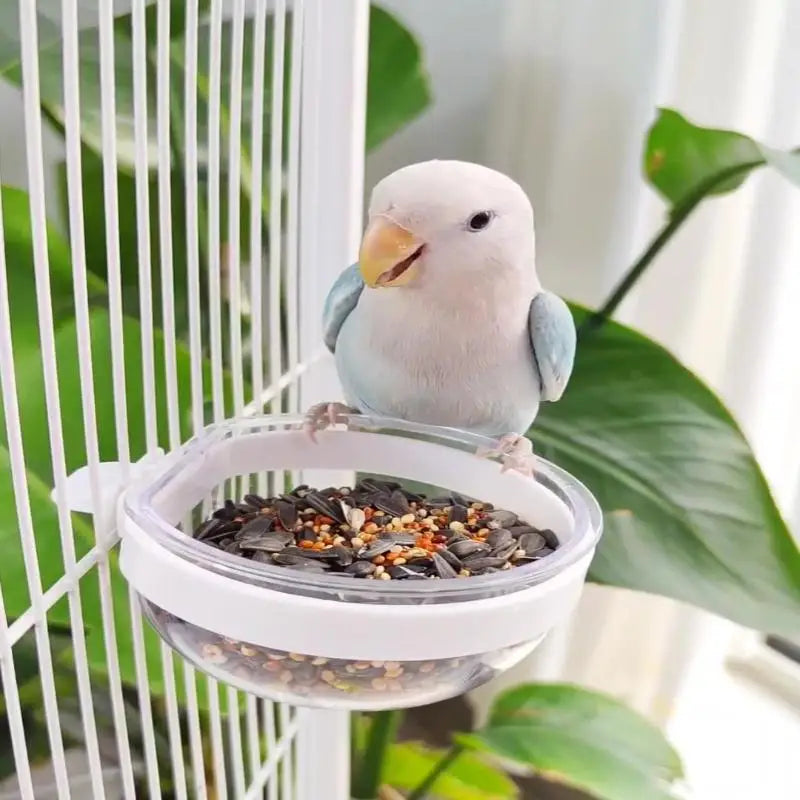 Cage Convenient Hanging Seed Water Feeder Parrots Bird Feeding Bowl Qme